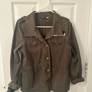 Roxy Olive Green Utility Jacket with Button Front